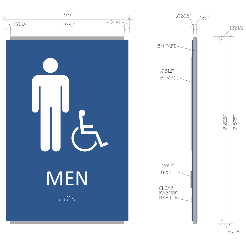 ADA Braille Men Restroom Sign